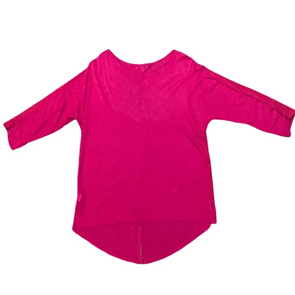 Great Northwest Indigo Woman’s Fuschia 3/4 Sleeve Top with Embroidered Detail - Picture 4 of 6